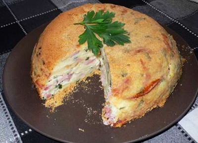 Картофена торта с шунка и пушено сирене